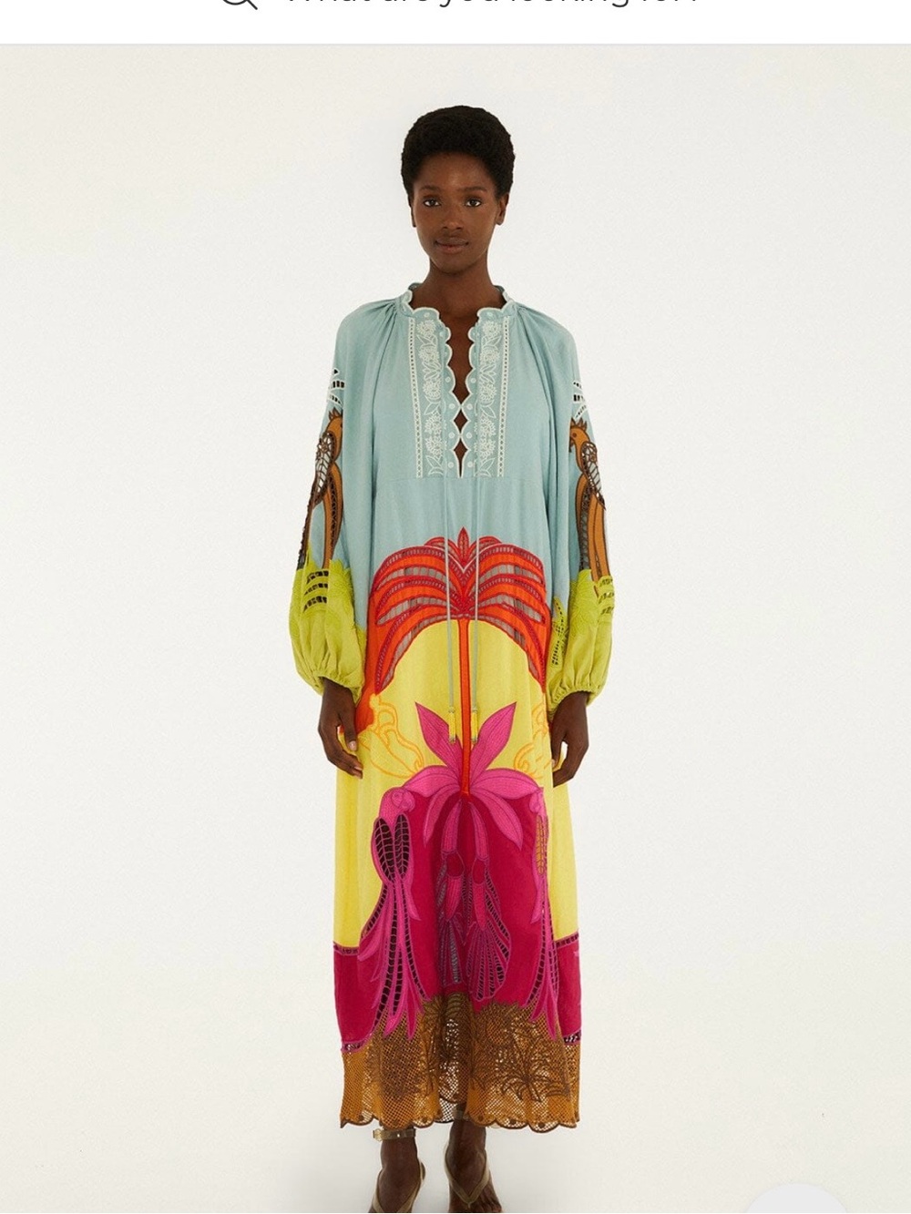 FARM Rio Multicolor Floral Maxi Dress - Aqua, Yellow, Pink - Picture 2 of 8